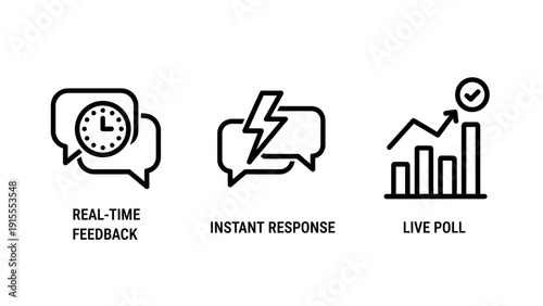 Real-Time Feedback, Instant Response, and Live Poll Icons for Interactive Communication and Engagement