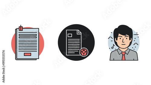 Content Creation, Document Management, and Author Profile Icons for Digital Media and Intellectual Property