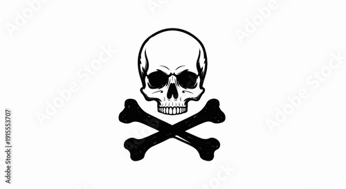 Black skull and crossbones symbol on a white background