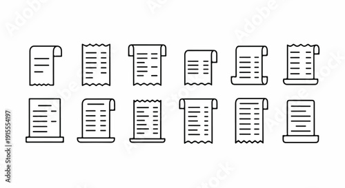 Various styles of documents and scrolls in a minimalist line art design Vector