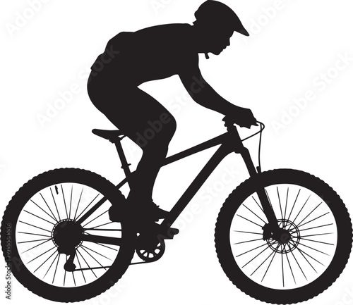 Mountain biker riding a bicycle, showing outdoor adventure and athletic activity