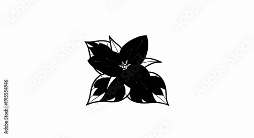 Black stylized flower with open petals and central stamen