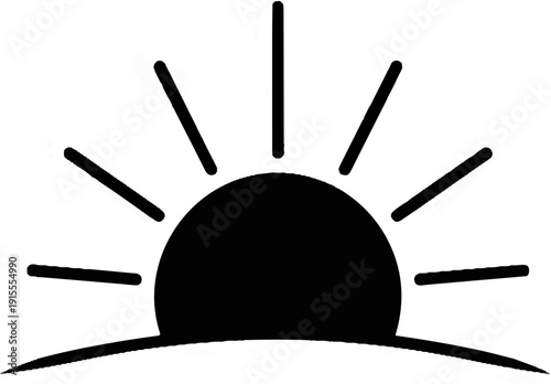 Black sunrise or sunset silhouette over a curved horizon