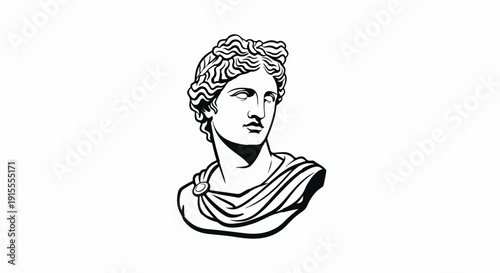 Classical marble bust of a youthful, idealized male figure