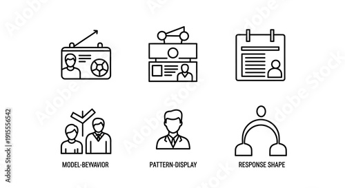 User Profiles, Business Meetings, Calendar Events, and Behavioral Patterns Outline Icons Set