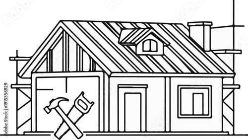 Construction of a house with tools
