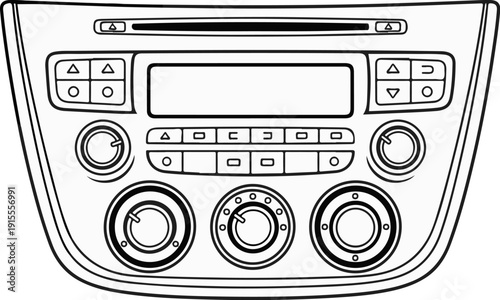 Car dashboard with a stereo system and climate controls