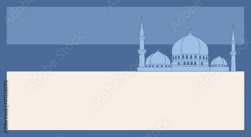 Islamic background banner with mosque illustration and copy space