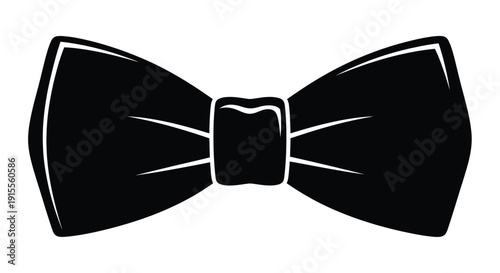 A simple black bow tie illustration on a white background