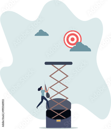 Dream big aim high, ambition and challenge to success in business, motivation to achieve big goal or target,person's life situation and his activities.