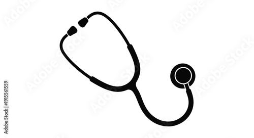 A black silhouette of a stethoscope on a plain white background