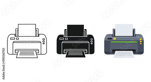 3D printer icons flat design vector illustration - Vector icon Set - Stickers and Clipart - PNG and SVG Icon collection - Lineal icons - logo template
