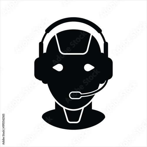 Customer Service Support Agent Headset Icon - Black Glyph for Online Communication and Call Center Assistance