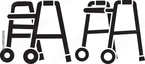 Mobility Walker Icons: Aids for Senior Citizens and Rehabilitation Assistance