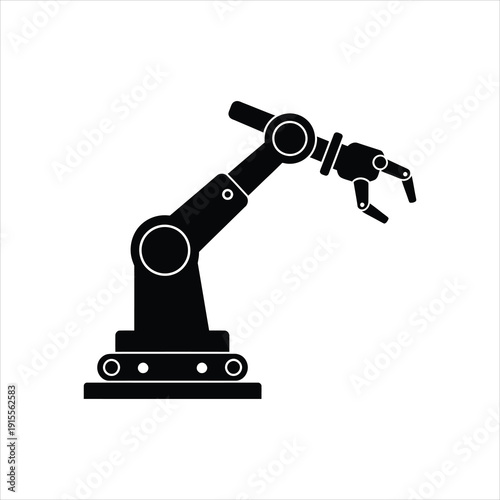Industrial Robotic Arm with Gripper Icon - Manufacturing Automation and Factory Production Machinery