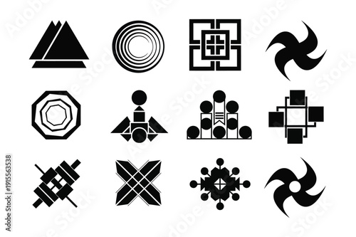 Abstract Geometric Star of David Vector Illustration, Minimalist Sacred Geometry Hexagram with Celestial and Tech Elements for Modern Branding