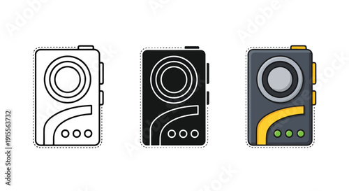 Camera icons set flat design vector illustration - Vector icon Set - Stickers and Clipart - PNG and SVG Icon collection - Lineal icons - logo template