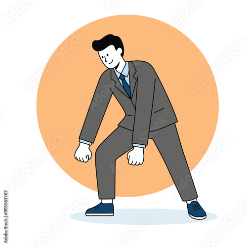 Concept of market entry, readiness, and competitive business. A character prepared to start a new project or career journey. Suitable for career coaching and startup launches.