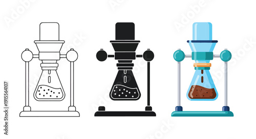 Laboratory flask icons flat design vector illustration - Vector icon Set - Stickers and Clipart - PNG and SVG Icon collection - Lineal icons - logo template