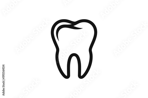 A simple black line art illustration of a tooth on a white background