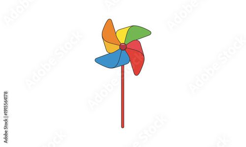 Colorful pinwheel toy illustration, spinning in wind, representing childhood fun and simple pleasures