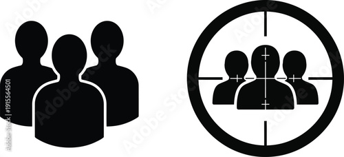 Targeted audience and group of people icons for marketing and business strategy