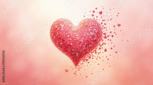 Red Heart on Soft Pink Background