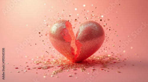 Red Heart on Soft Pink Background