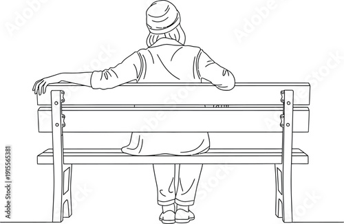 A person sitting on a bench isolated on transparent background