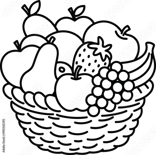 A charming woven basket filled to the brim with a delightful mix of nutritious fresh fruits