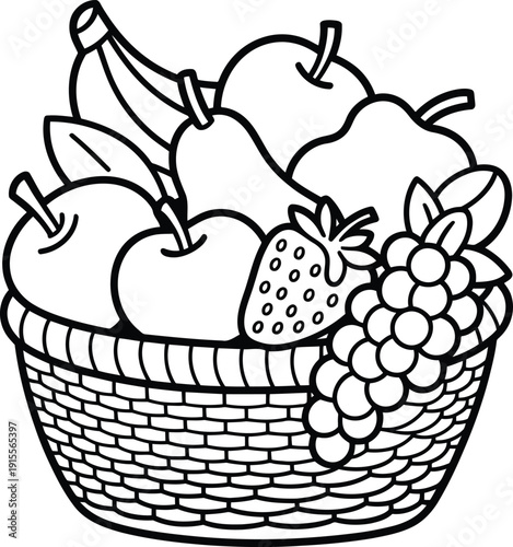 A charming woven basket filled with an assortment of healthy fresh fruits