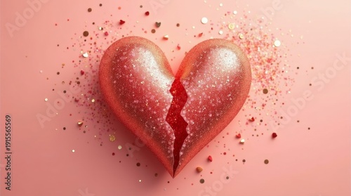 Red Heart on Soft Pink Background