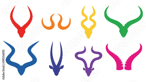 Horn icon set in various colors and styles vector illustration