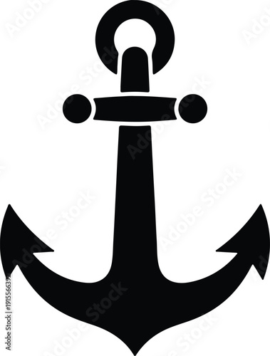 silhouette classic maritime nautical ship anchor isolated on white background vector design