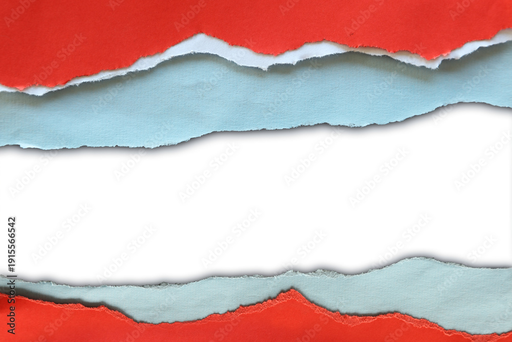 Fototapeta premium Torn red blue paper