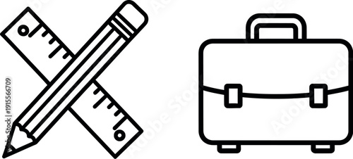 School supplies and a briefcase symbolizing work and study balance