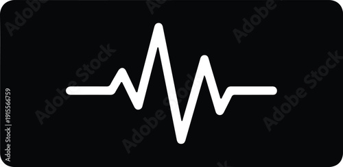 silhouette heartbeat pulse line icon on black background for health vector design