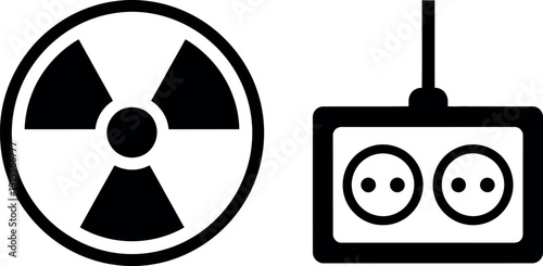 Iconic symbols of radiation and electrical power source