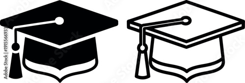 Two graduation caps symbolizing academic achievement and celebration of education milestones
