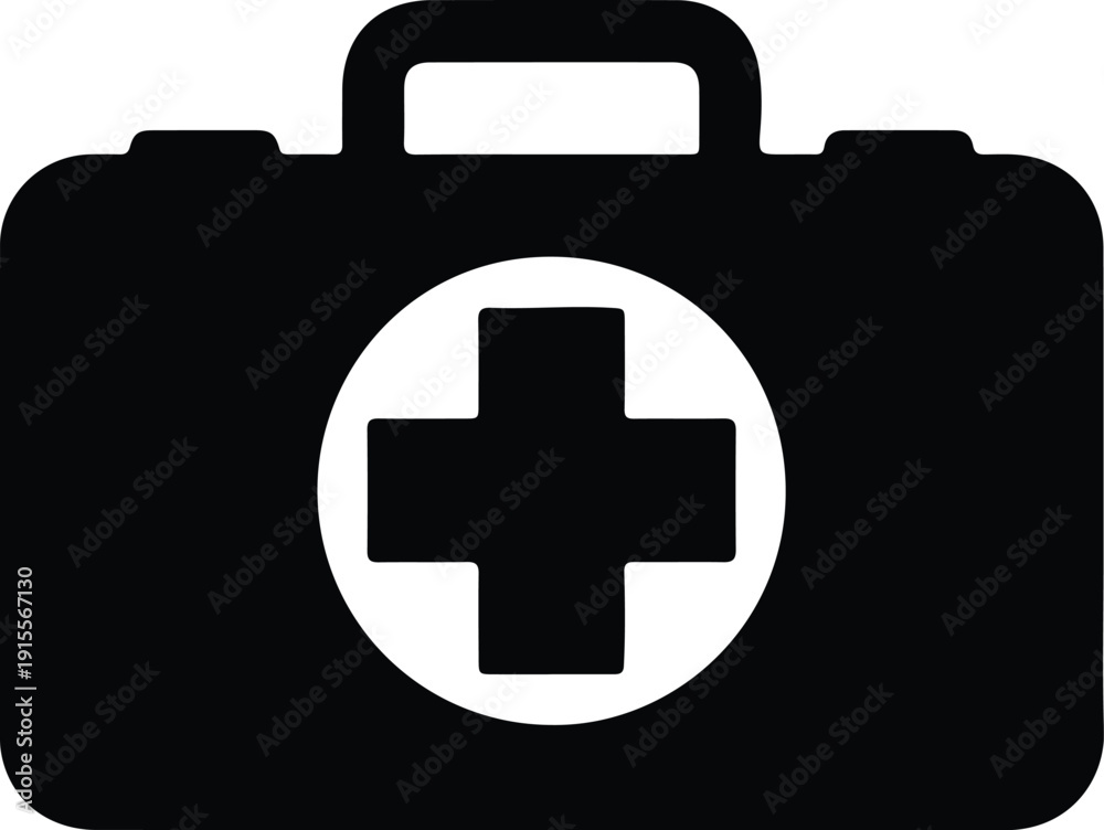 Obraz premium silhouette medical first aid kit box icon for emergency health vector design