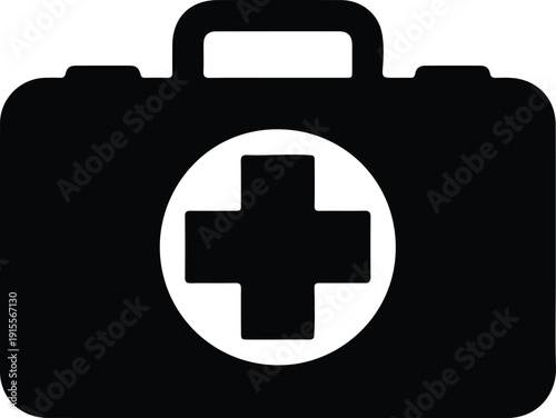 silhouette medical first aid kit box icon for emergency health vector design