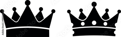 Two contrasting black and white crowns displayed side by side against a plain background