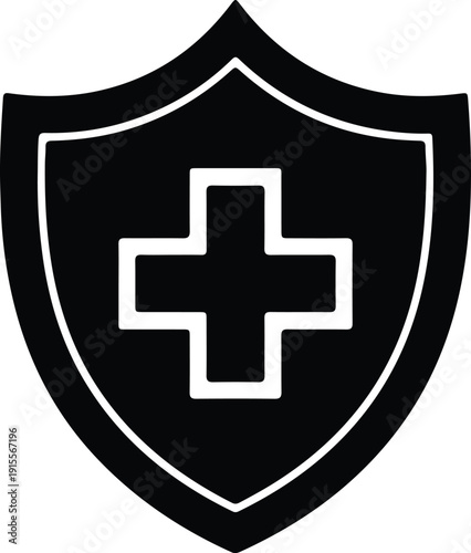 Free Download silhouette medical shield icon for healthcare protection and insurance vector design - GFXLoad