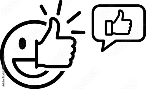 A smiling emoji character giving a thumbs-up and a virtual like gesture.