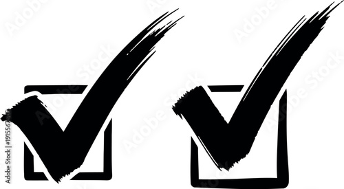 Two black checkmarks inside outlined boxes with bold strokes