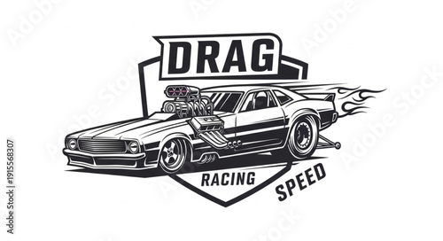 Drag Racing Car Speed Illustration.