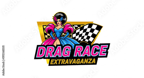 Drag Race Extravaganza Cartoon Logo.