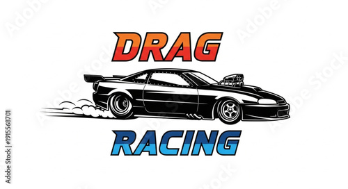 Drag Racing Car Illustration Design.