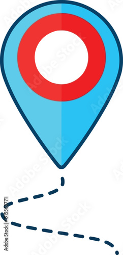 Free Download Blue and red map pin with dashed line path location marker - GFXLoad