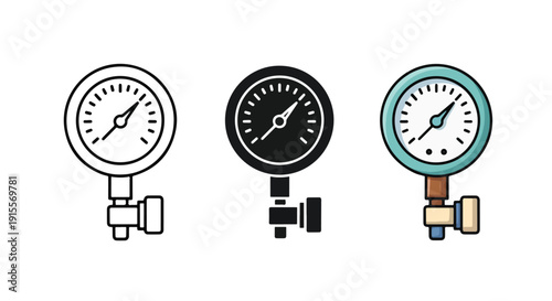Pressure gauge icons flat design vector illustration - Vector icon Set - Stickers and Clipart - PNG and SVG Icon collection - Lineal icons - logo template